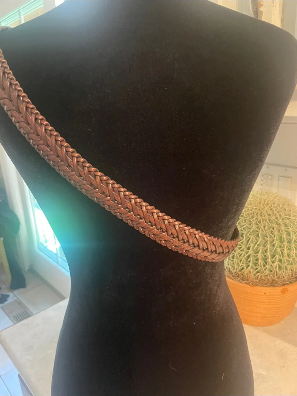 Nautica Brown Leather Belt With Solid Brass Buckle